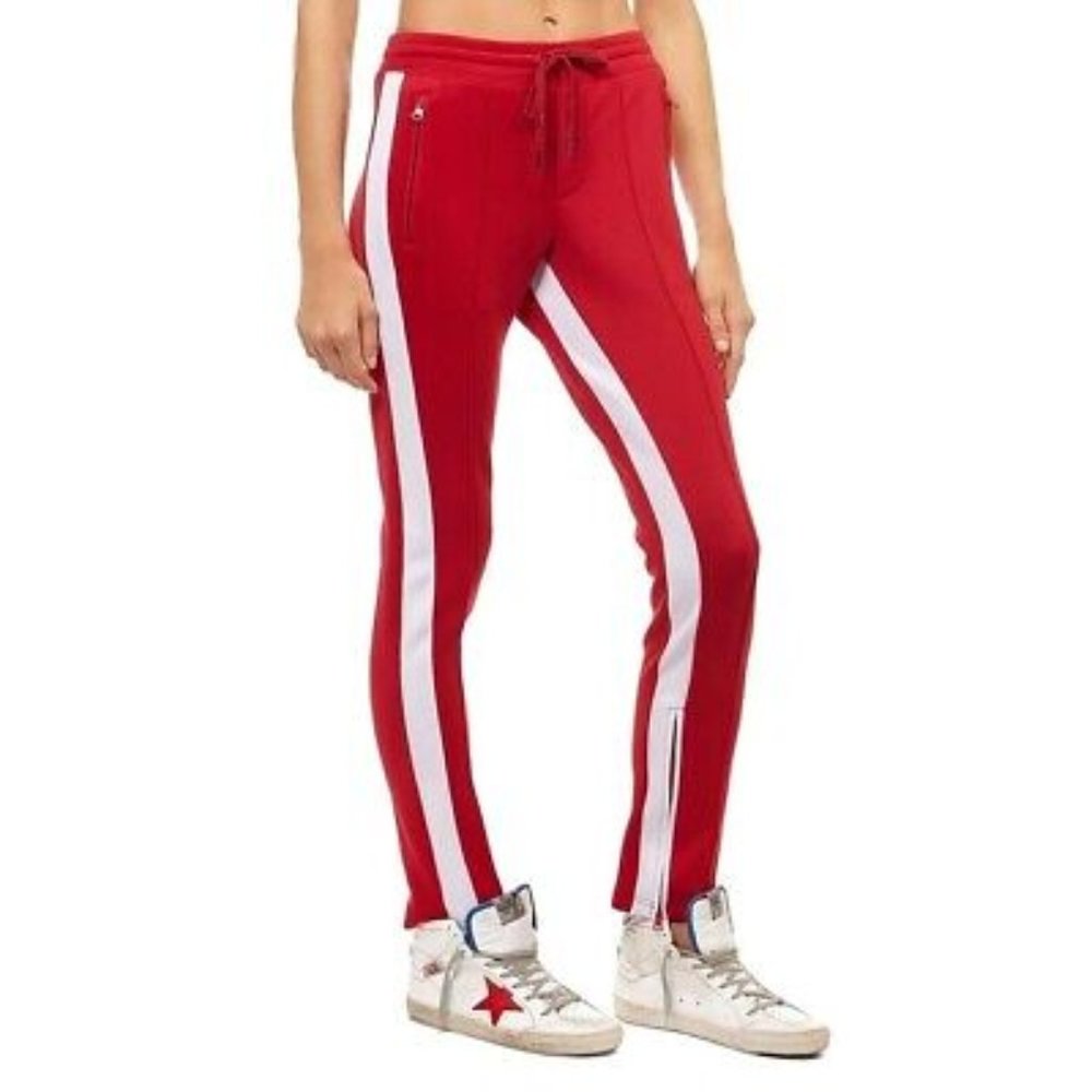 NWT THEO & SPENCE women’s JOGGER TRACK SWEATPANTS XS red with white strips $88
